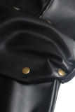 Noir Sexy Solide Patchwork Col en V Une Étape Jupe Robes De Grande Taille