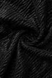 Schwarze Fashion Street Solide Langarm-Overalls mit O-Ausschnitt