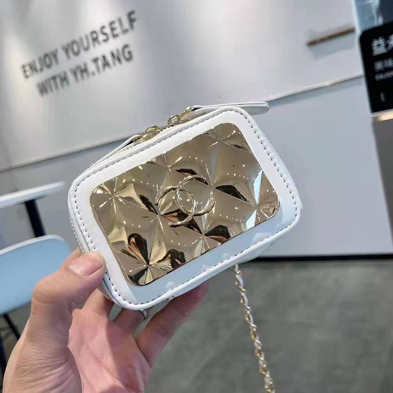 

White Fashion Casual Patchwork Chains Bags