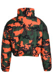 Oranje Mandarijn Kraag Camouflage Anderen Blazer met lange mouwen & Kostuums & Jas