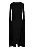 Robes de jupe en une étape asymétriques à col rond asymétrique décontractées élégantes noires