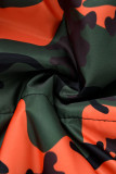 Orange Mandarin Krage Kamouflage Övrigt Långärmad Blazer & Kostymer & Jacka