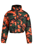Orange Stehkragen Camouflage Andere Langarm-Blazer & Anzüge & Jacke