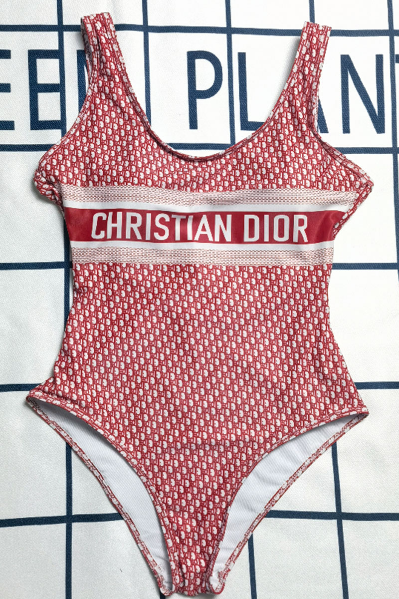 

Burgundy Fashion Sexy Letter Split Joint Backless Swimwears