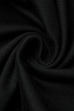 Zwarte casual effen kwastjes patchwork skinny hoge taille potlood effen kleur bodems
