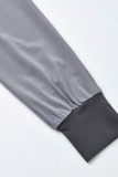Zwarte mode-casual effen patchwork zak met V-hals, normale jumpsuits