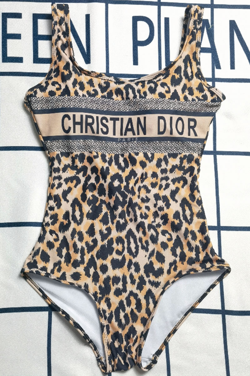 

Leopard Print Fashion Sexy Leopard Backless Letter Swimwears