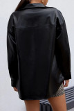 Ropa de abrigo con cuello vuelto y hebilla de bolsillo con retazos lisos de calle informal de color caqui