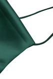 Зеленые сексуальные однотонные лоскутные платья с разрезом на тонких бретельках и юбкой в ​​один шаг