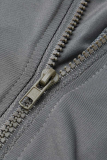 Combinaisons skinny casual patchwork col zippé gris