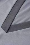 Черные модные повседневные однотонные лоскутные комбинезоны с V-образным вырезом и карманами
