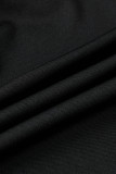 ブラック ファッション セクシー 大人 ソリッド リッピング パッチワーク V ネック スキニー ジャンプスーツ