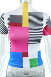 Camisetas básicas de cuello alto con estampado informal de moda en color