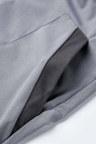Grå Mode Casual Solid Patchwork Pocket V-hals Vanliga Jumpsuits