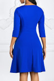Robes bleu royal à la mode décontractées solides à col rond et à encolure dégagée