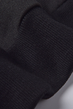 ブラックファッションカジュアルプリントパッチワークレターOネックトップス