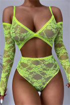 Grönt mode Sexigt gediget genomskinligt rygglösa underkläder