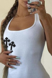 Белые сексуальные платья с принтом в стиле пэчворк и U-образным вырезом