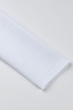 Ternos Casuais Brancos de Duas Peças Patchwork plissado Lápis maciço manga longa