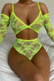 Grüne Mode Sexy Solide durchsichtige rückenfreie Dessous