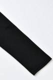 Crop top asymétrique noir à une épaule et manches longues uni