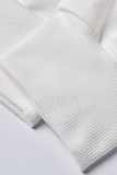 Weiße Mode-Vintage-Druck-Patchwork-Oberteile mit O-Ausschnitt