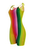 Mameluco ajustado con tirantes finos y estampado sexy de moda multicolor