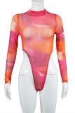 Цветной модный сексуальный прозрачный комбинезон с вырезом на половину водолазки