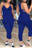White Sexy Casual Letter Print Backless Spaghetti Strap Regular Jumpsuits