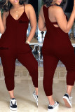 Black Sexy Casual Letter Print Backless Spaghetti Strap Regular Jumpsuits