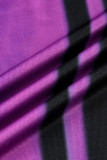 Purple Casual Print Patchwork V Neck Long Sleeve Dresses