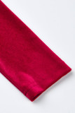 Rote sexy feste Patchwork-Falten-Quadrat-Kragen-einstufige Rock-Kleider