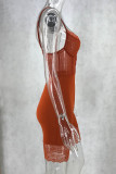 Сексуальные однотонные лоскутные прозрачные узкие комбинезоны карамельного цвета на бретельках
