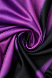 Robes violettes à manches longues et col en V à imprimé décontracté