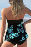 Red Fashion Sexy Print Patchwork Backless Swimwears