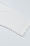 Robes longues à col oblique asymétrique uni à la mode blanc