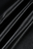 Noir Sexy Solide Patchwork transparent O Cou Une Étape Jupe Robes De Grande Taille