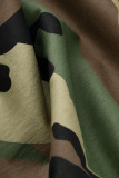 Cappotti e cardigan manica lunga con stampa patchwork mimetico con colletto rovesciato verde