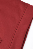 アプリコットファッションカジュアルソリッドスリットフード付き襟半袖ツーピース