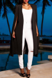Wit mode casual effen vest met omgeslagen kraag bovenkleding