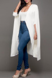 Chaqueta de punto sólida casual de moda blanca con cuello vuelto Prendas de abrigo