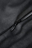 Noir Sexy Solide Patchwork transparent O Cou Une Étape Jupe Robes De Grande Taille