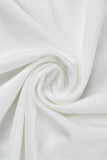 Vestidos compridos de gola oblíqua assimétrica sólida branca fashion