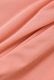 Due pezzi manica corta o collo patchwork solido casual rosa due pezzi
