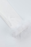 Белые модные повседневные однотонные лоскутные водолазки с воротником