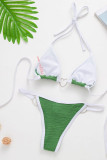 Green Sexy Solid Bandage Patchwork Swimwears