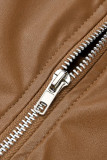 Khaki Fashion Casual Solid Quaste Patchwork Regular Bleistifthose mit hoher Taille