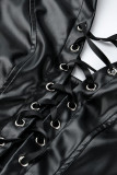 Tops halter preto fashion sexy com design de alça sem costas sólida