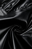 Svarta sexiga casual solida västar med fyrkantiga krage toppar (utan skjorta)