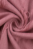 Roze Casual Solid Patchwork Split O-hals Lange mouw Tweedelige stukken